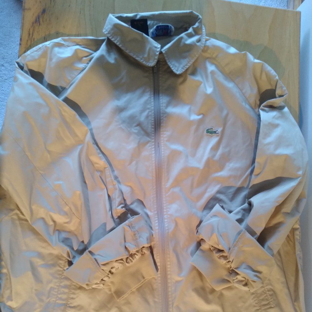 Vintage 80s Izod Lacoste Zipper Windbreaker Jacket Tan